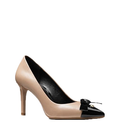 michael michael kors mellie leather cap-toe pump|michael kors kitten heel pump.